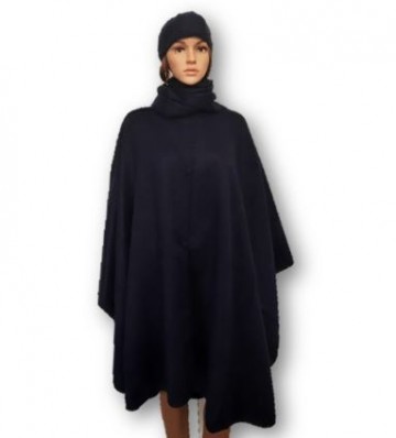Blauw alpaca dames poncho