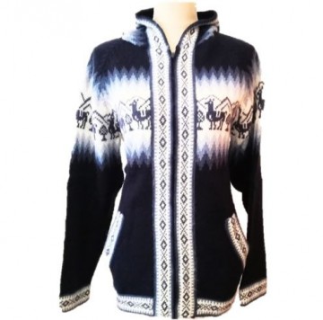 Donker blauw alpaca dames hoodie