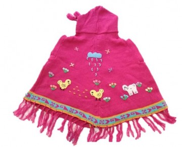Fuchsia kinder poncho