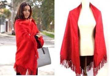 Red peruvian alpaca poncho