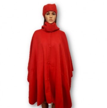 Rode alpaca dames poncho