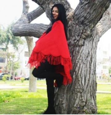 Rode alpaca jas sjaal