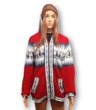 Rode alpaca wol dames trui