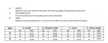 Size chart measures 9