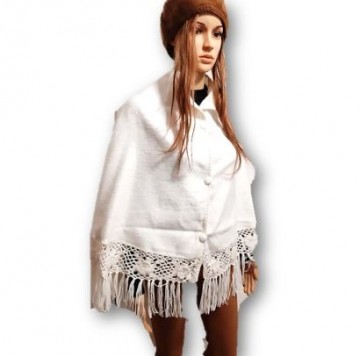 Witte alpaca cape dames