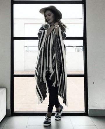 Wollen dames lange poncho