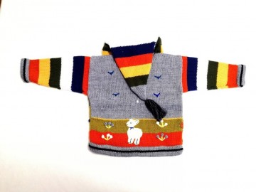 Zilver peru handgebreide kinder sweater