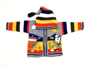 Zilver peru handgebreide kinder trui