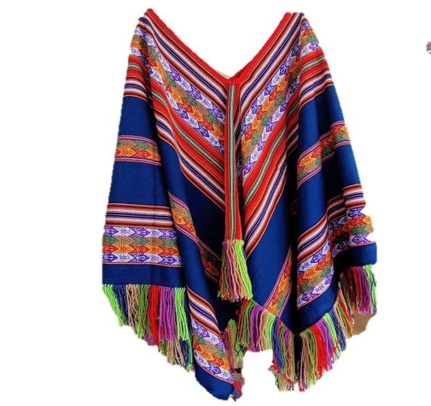 Peruvian Shaman Heavy Handmade Poncho Cape Andean Mountain Aguayo Woven Textile Kleding Gender-neutrale kleding volwassenen Ponchos 