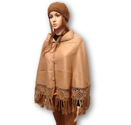 Blokkeren Piepen Inspiratie Taupe Alpaca wool-blend cape - Alpaca capes - Alpaca sweater Peru