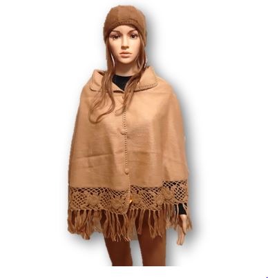 Cerebrum Republiek Aannemelijk Taupe Alpaca wool-blend cape - Alpaca capes - Alpaca sweater Peru