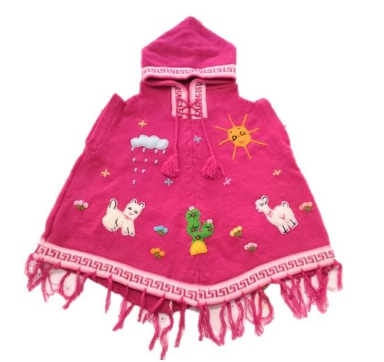 Azië worm Machtigen Girl pink poncho - Ponchos - Alpaca sweater Peru
